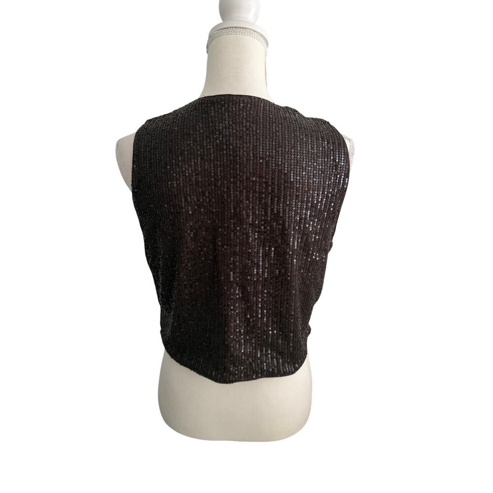 RACHEL ZOE Brown Sequin Tie Front Vest Size Medium NEW NWT - Picture 5 of 5